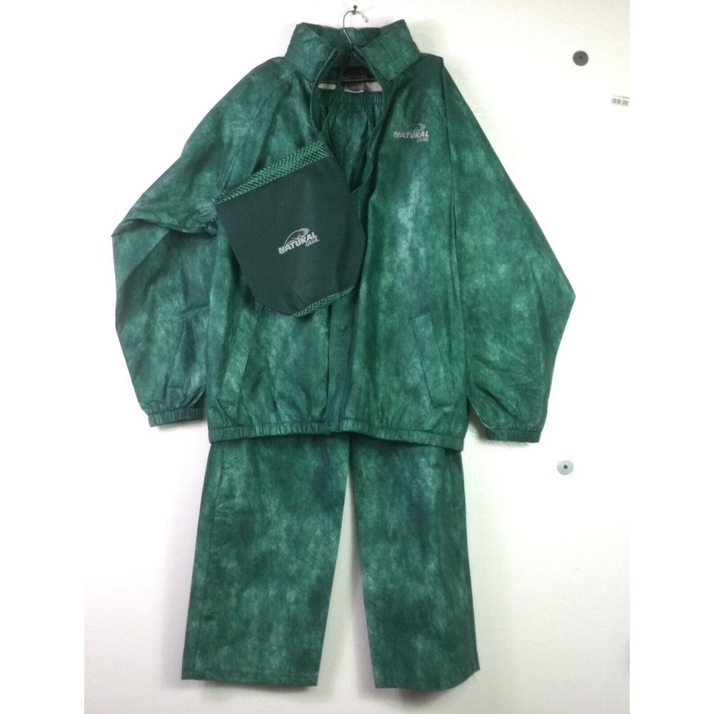Natural Gear Ultralight Rain Suit‎ Jacket & Pant Set Waterproof Green Camo Sz Lg